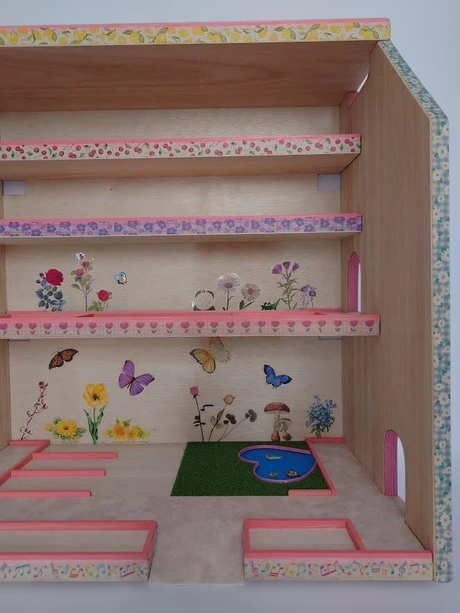 トミカ木製手作り駐車場（スモ－ルピンク）SP04