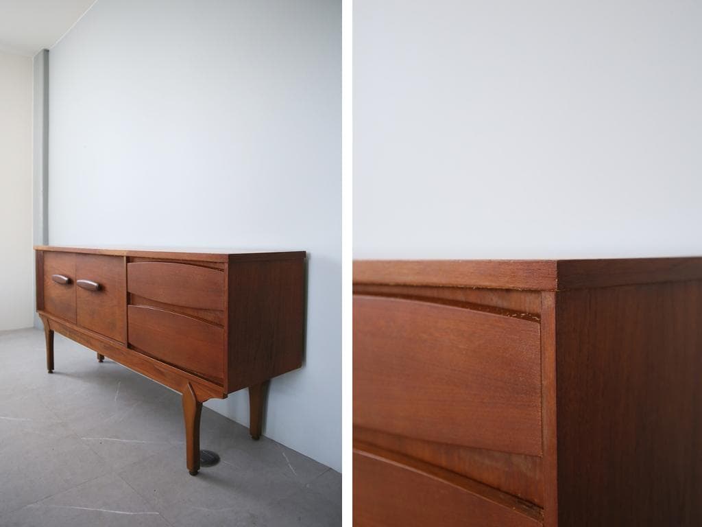 英国アンティークチーク古木サイドボード/木製キャビネット/チェスト(91-142