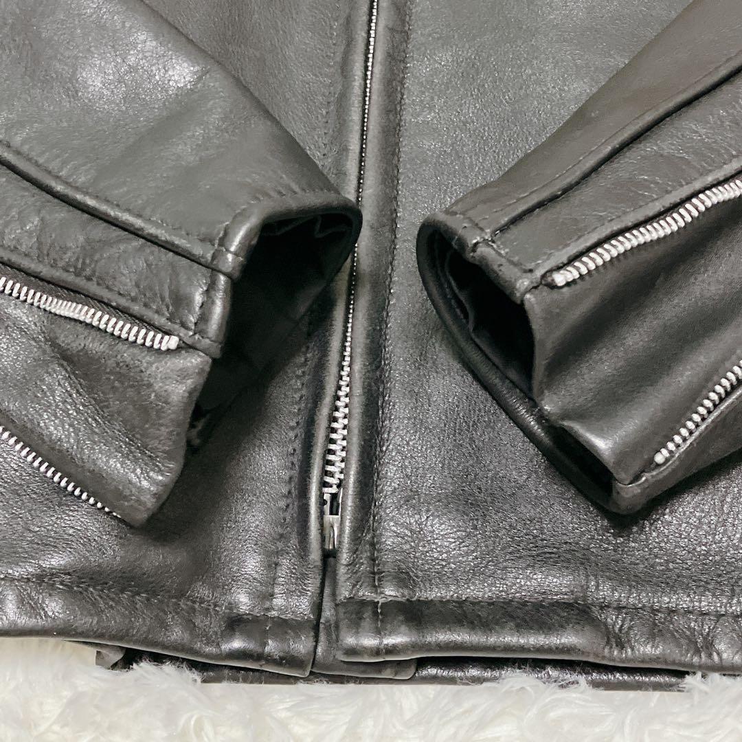 【米国製】schott ライダースジャケット シングル 2way 黒 本革 ボア