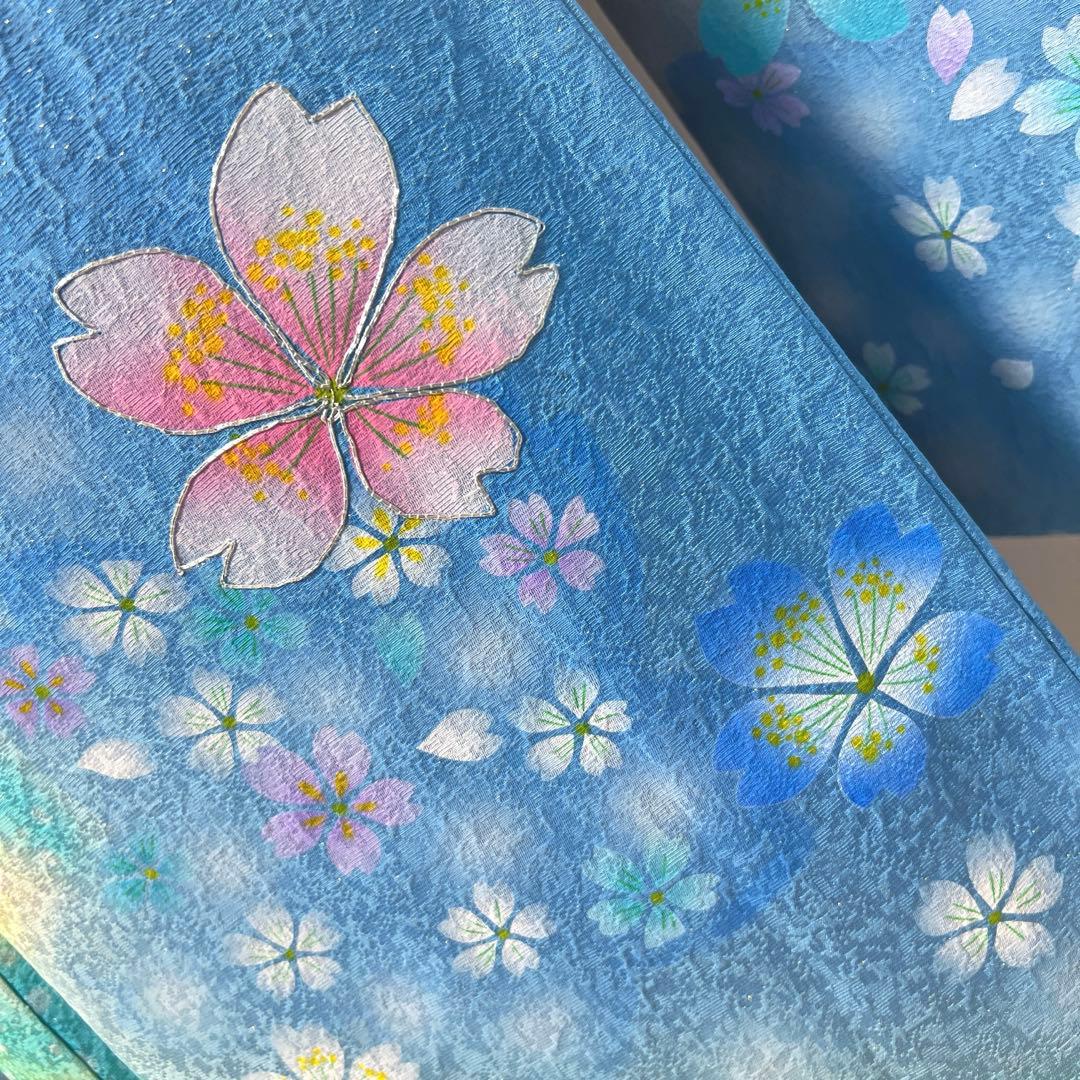 368 振袖フルセット 正絹 水色 ブルーグレー銀彩 駒刺繍 暈し染め お上品