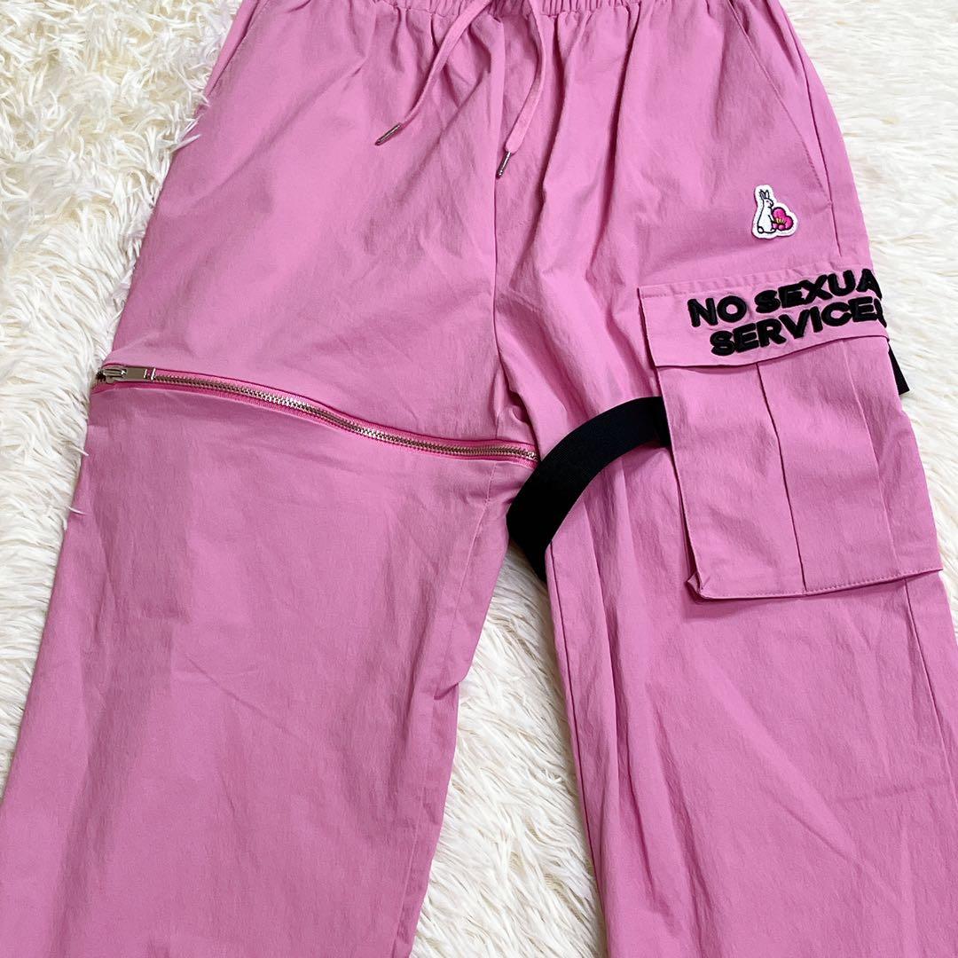 ✨美品✨　FR2 梅　カーゴパンツ　ジッパー　ベルト　ドローコード　ピンク