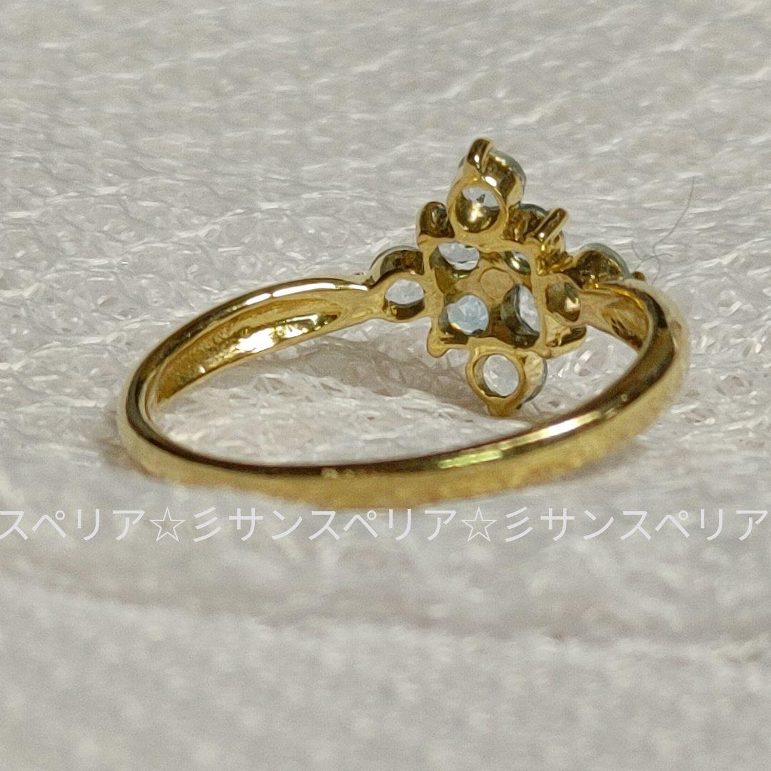 K18 スカイ&スイスブルートパーズのデザインリング