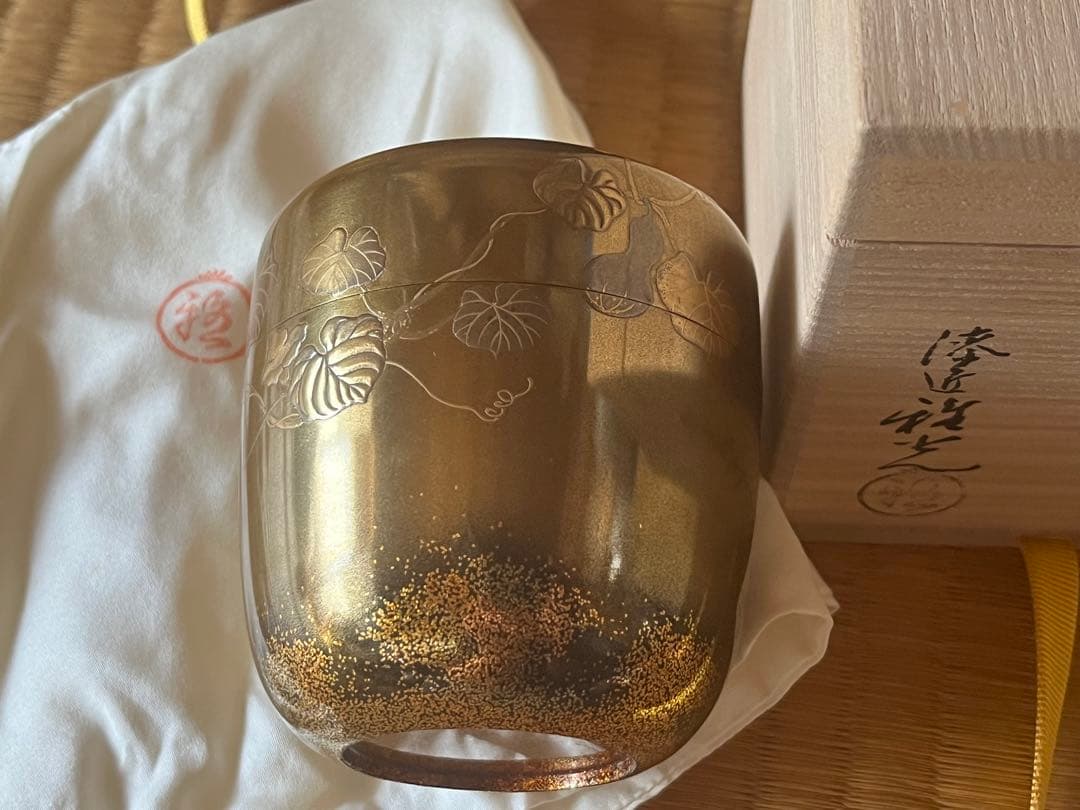 茶道具　六瓢蒔絵　大棗　内梨子地　雅光造