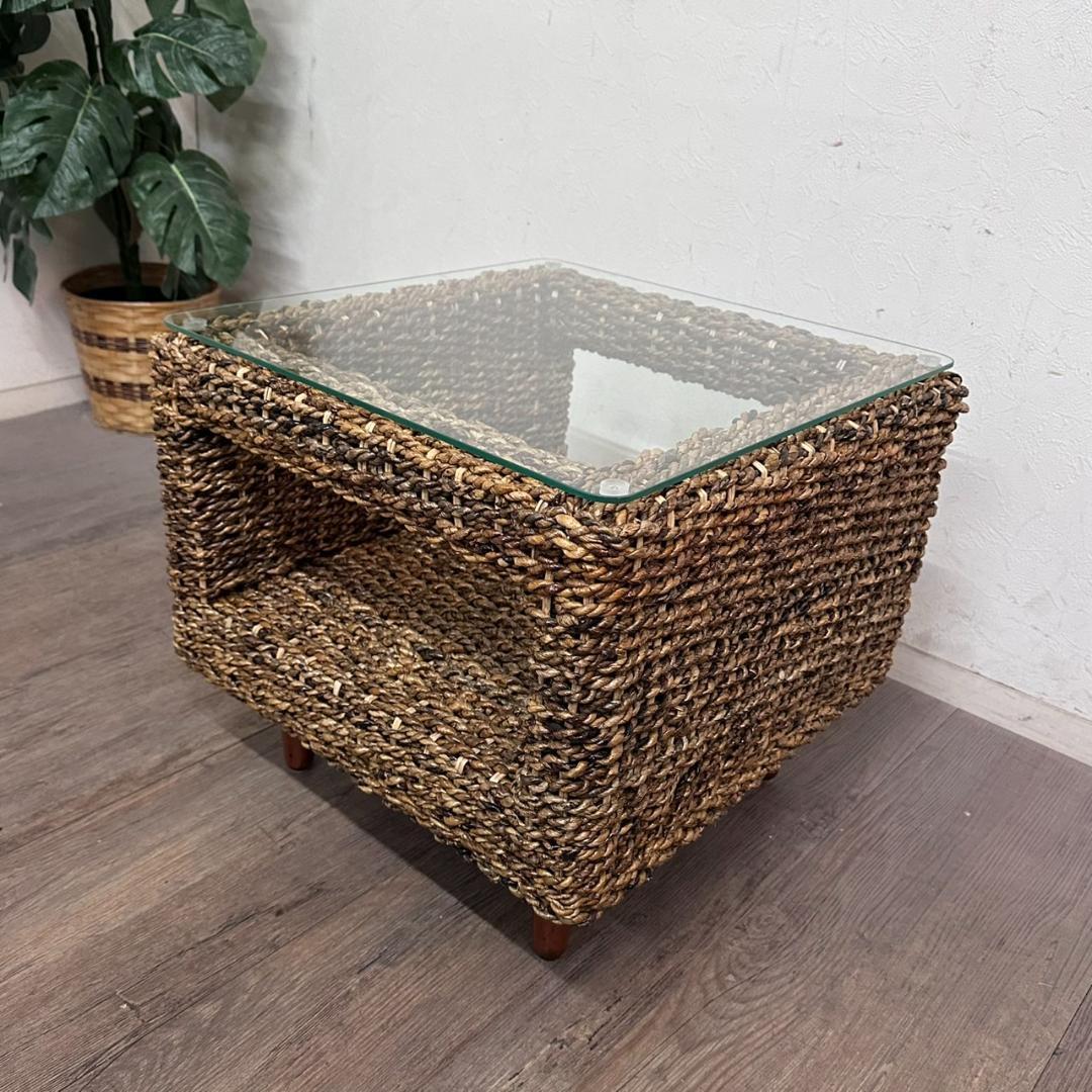 あさひなすずか　アジアンテイスト　ガラステーブル 幅　50cm