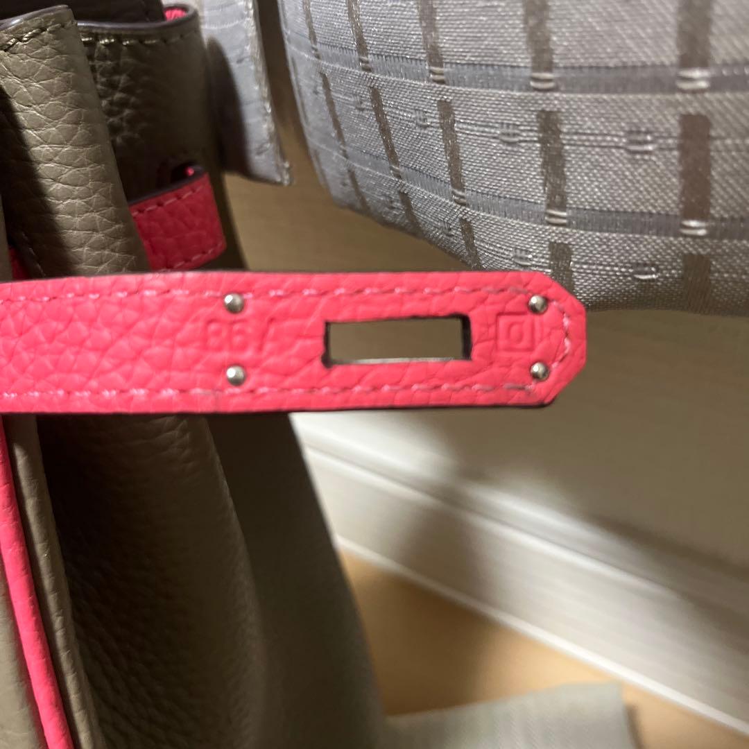 エルメス ハンドバッグ グレー/ピンク