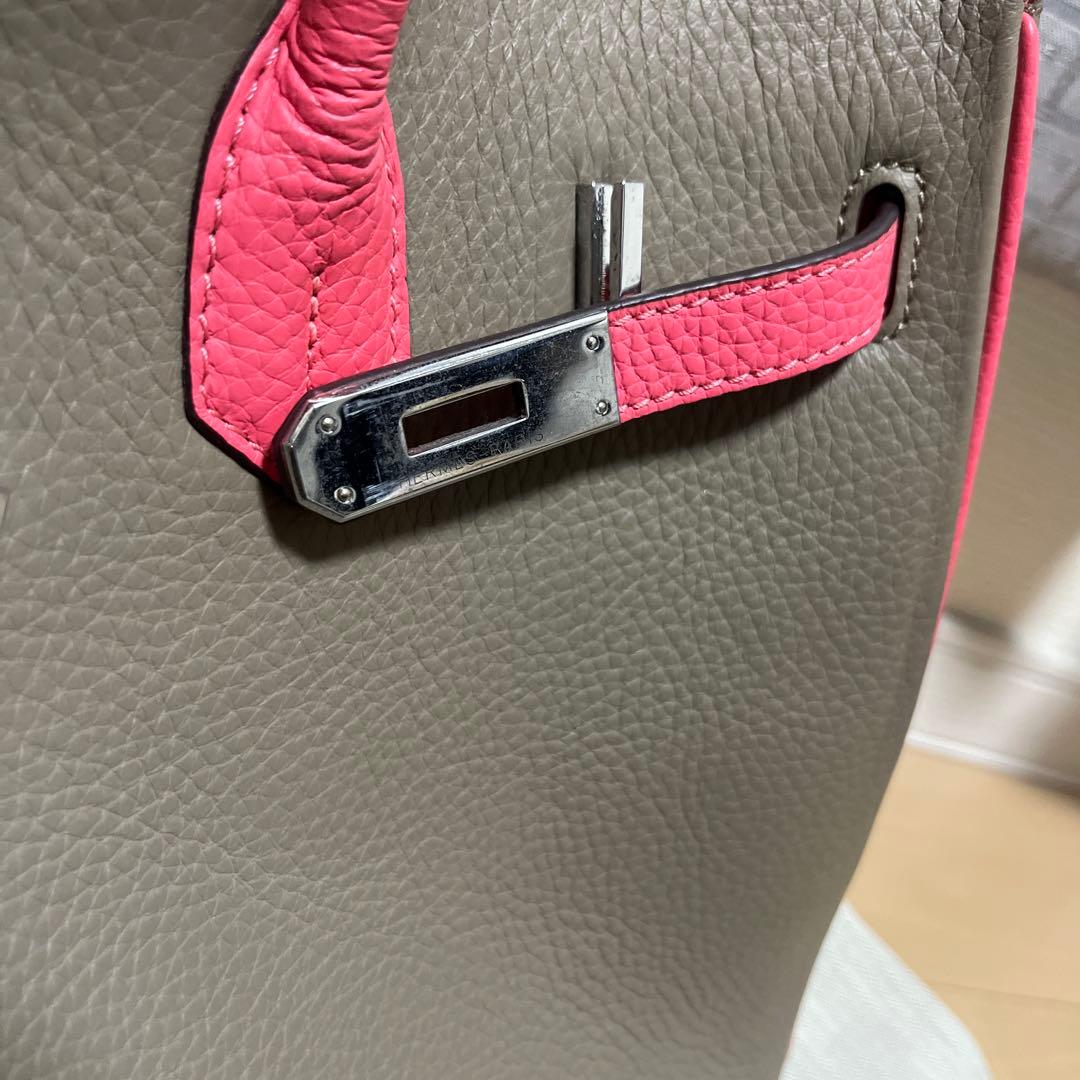 エルメス ハンドバッグ グレー/ピンク