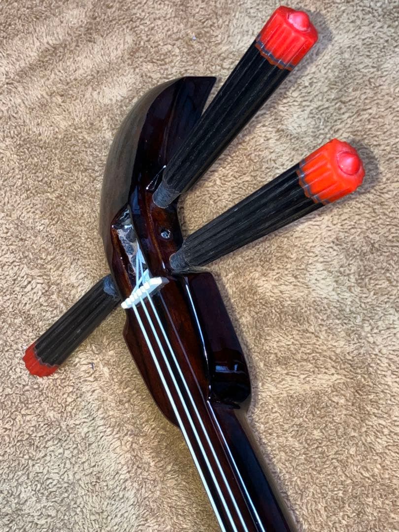 沖縄三線上質クルチ真壁型本皮一枚張りスンチ塗り期間限定出品