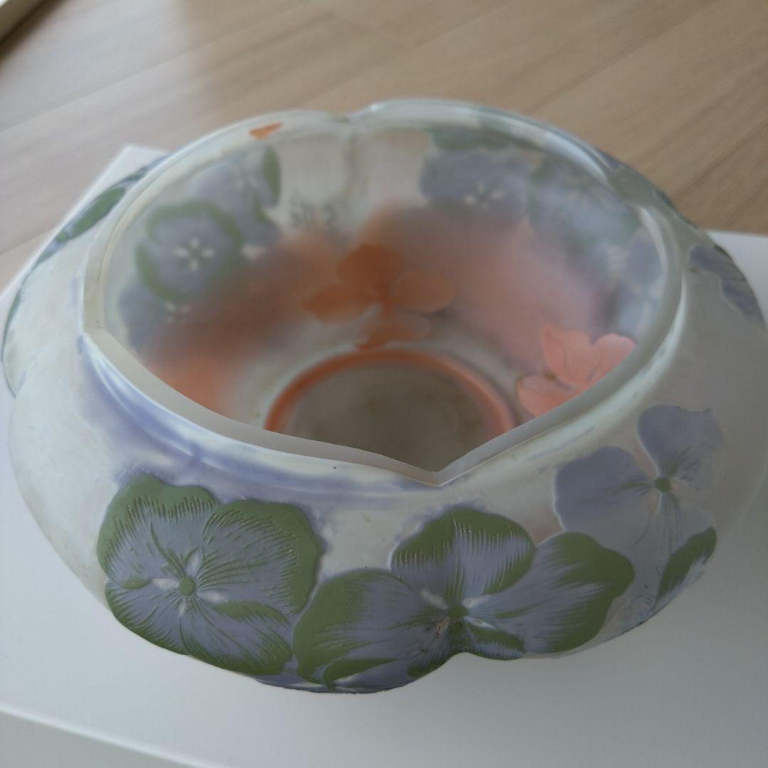 ガレ　紫陽花文平花器　エミール・ガレ　アールヌーボー　アジサイ