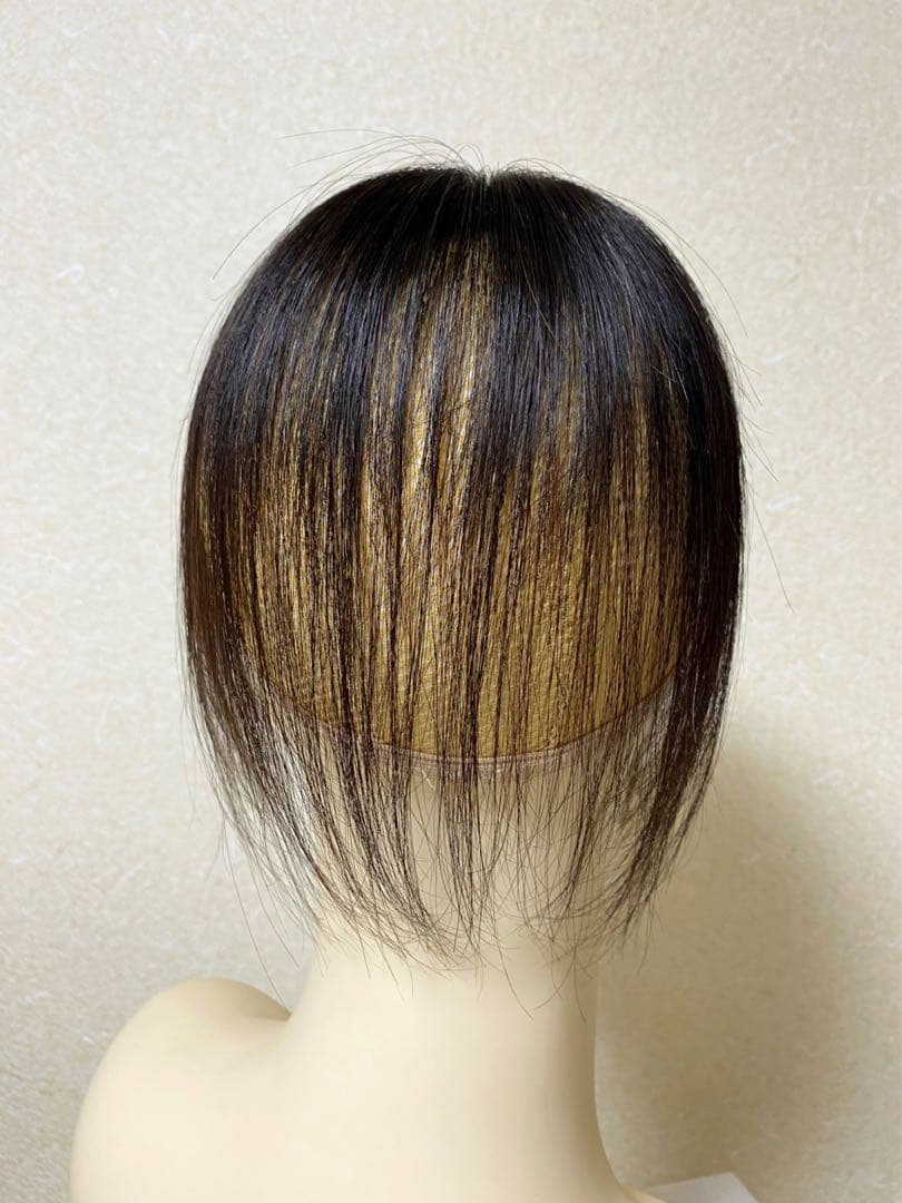 人毛100% ヘアピース【シルクスキン】つむじ用　自然な黒ポイントウィッグ