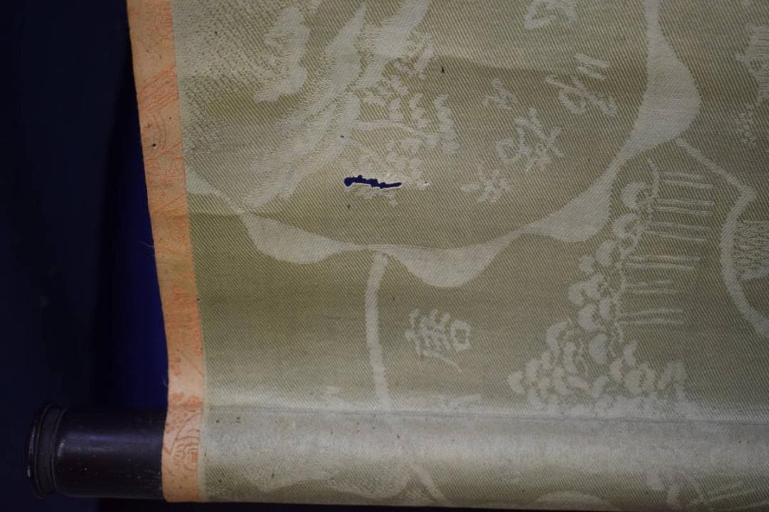 真作/谷文晁/山水屋形船図/絹表装/軸先紫檀/大幅/布袋屋掛軸HH-471