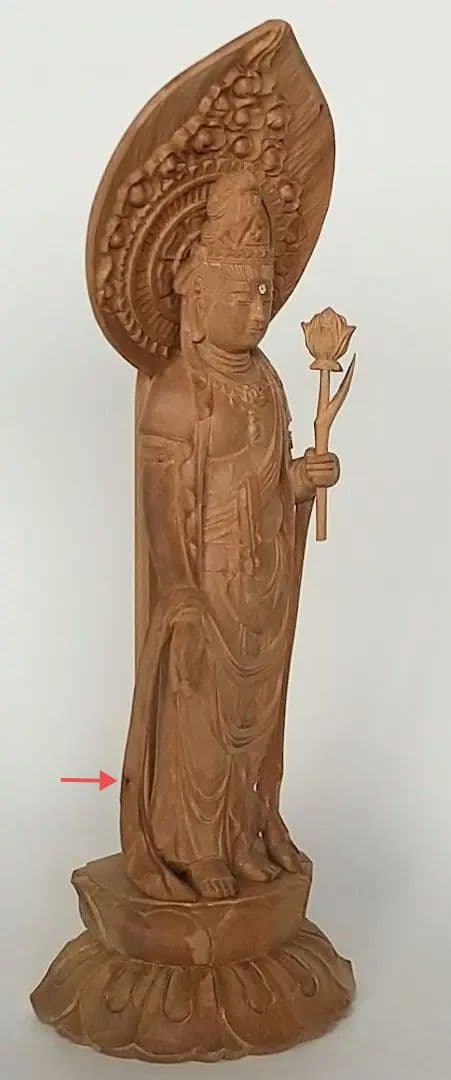 観音菩薩立像#177 観世音菩薩 聖観音 3寸◆白檀 木彫 仏像
