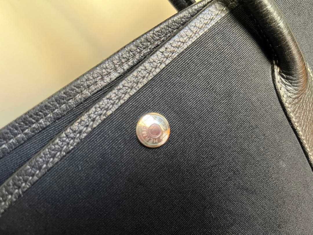 HERMES エルメス ガーデンパーティ PM ブラック トワル トートバッグ