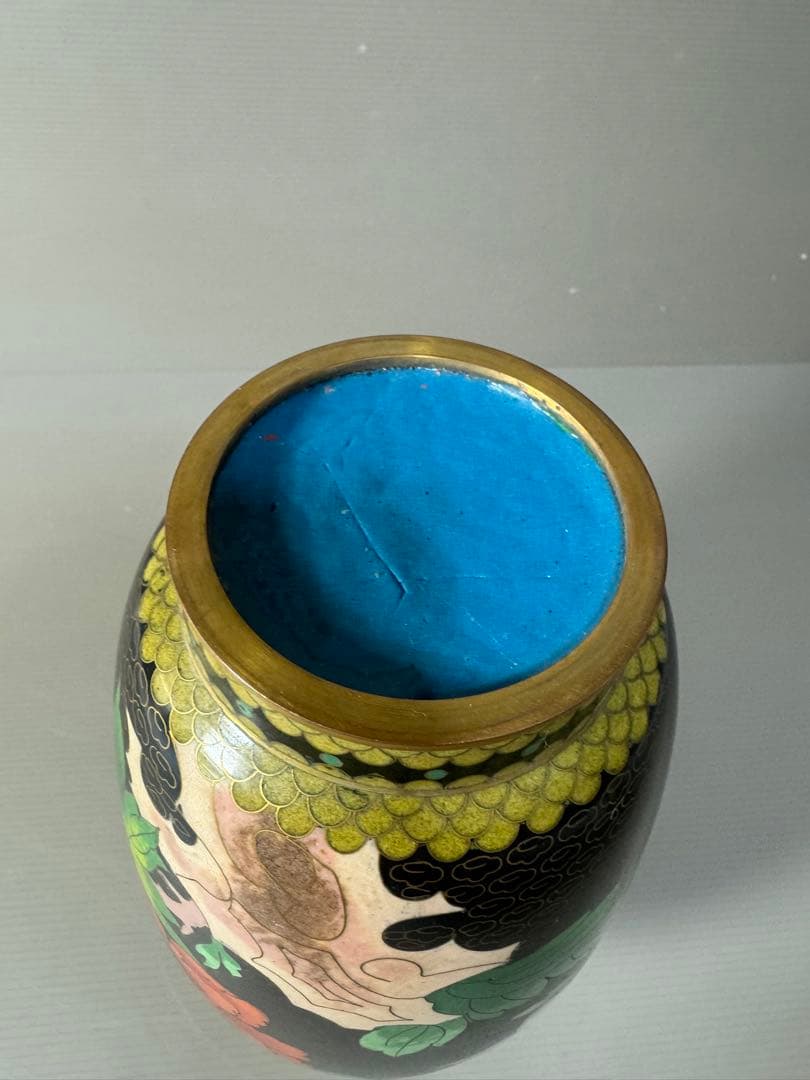 2351 七宝焼　琺瑯　花瓶　時代物