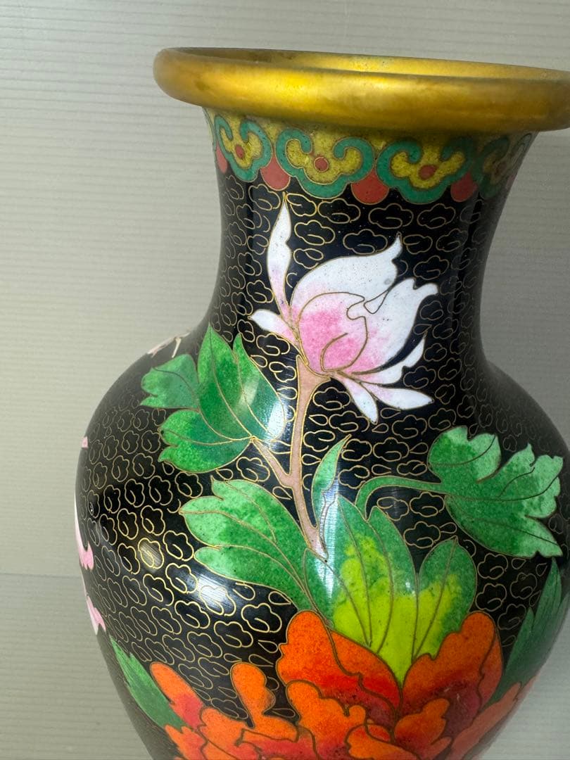 2351 七宝焼　琺瑯　花瓶　時代物