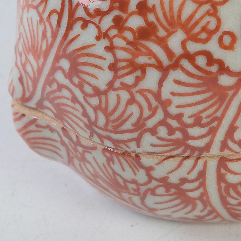 茶道具　萬古焼　加賀瑞山造　赤絵卯香合　共箱　V　9753