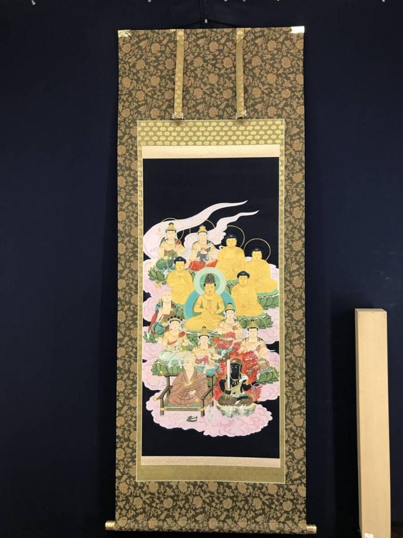 弘法大師/十三佛図/仏掛軸/極彩色/肉筆/掛軸/名家伝来AH-571