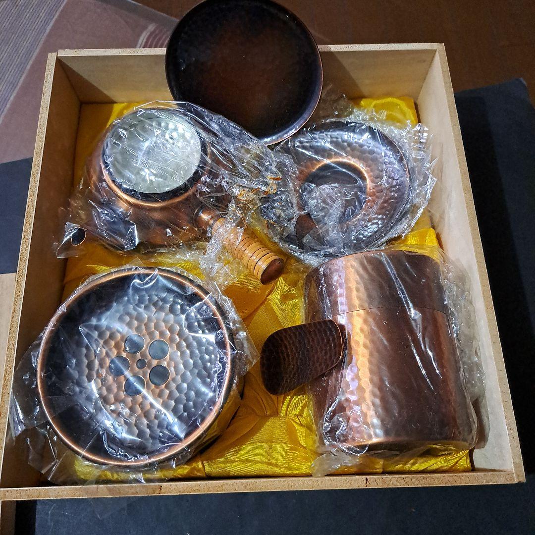 茶器揃　翠玉堂製品　銅製品　瑞煌　共箱付　六点セット　新品　木箱付