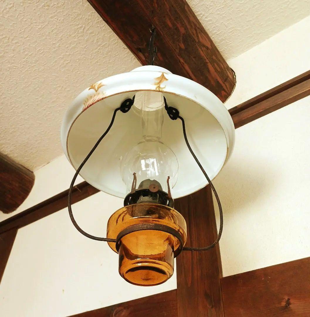 アンティーク吊りオイルランプ　　　アンバー