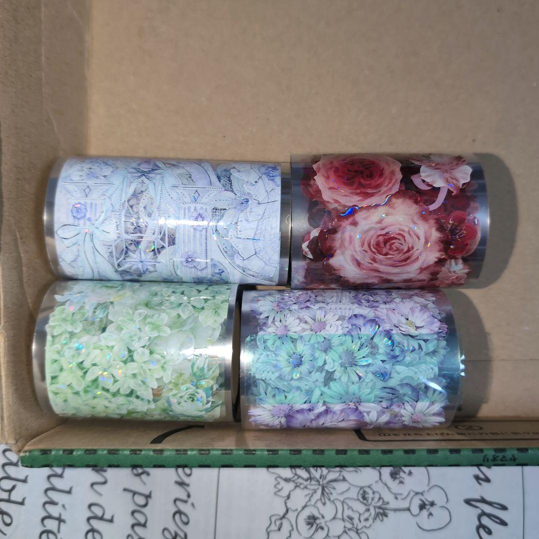 海外マスキングテープ　薔薇　花等　切り売り　中古　巻き売り　装飾マステ　10個