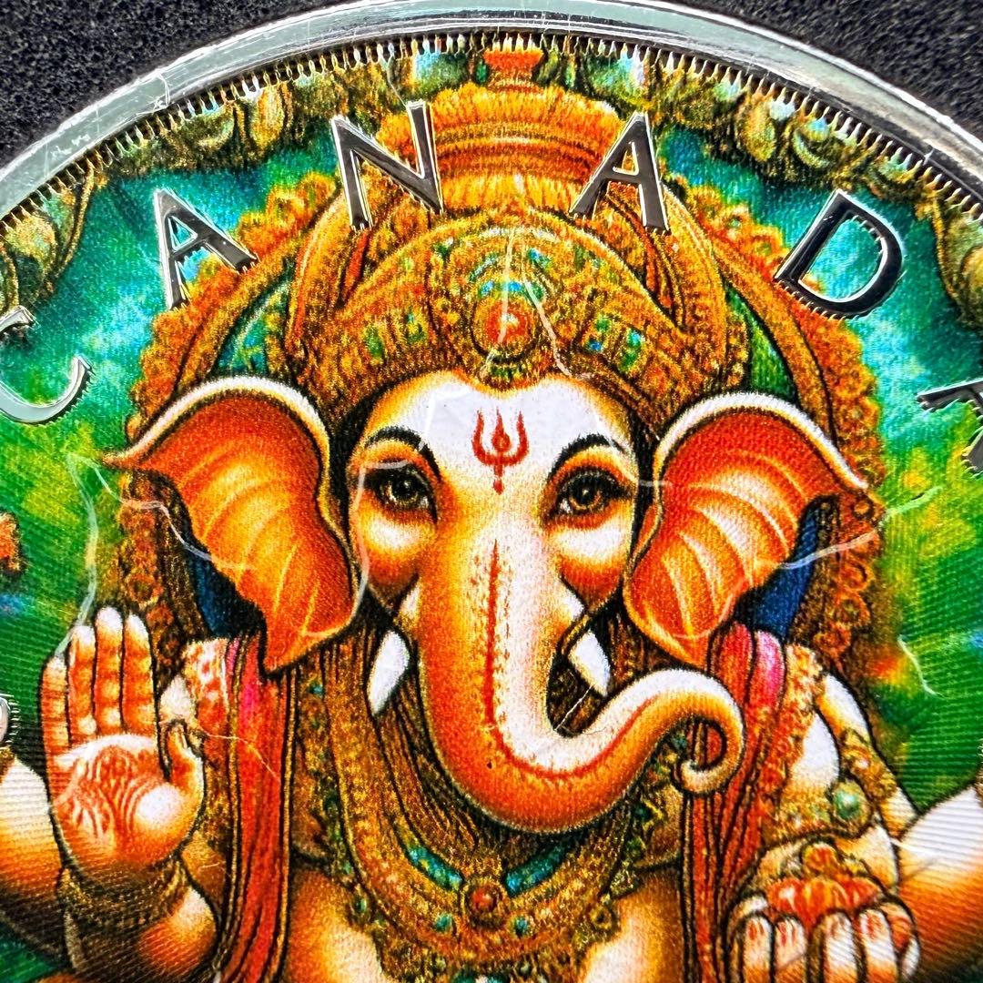 100枚限定 メイプルリーフ 銀貨 カラー インド ガネーシャ 1オンス 1oz