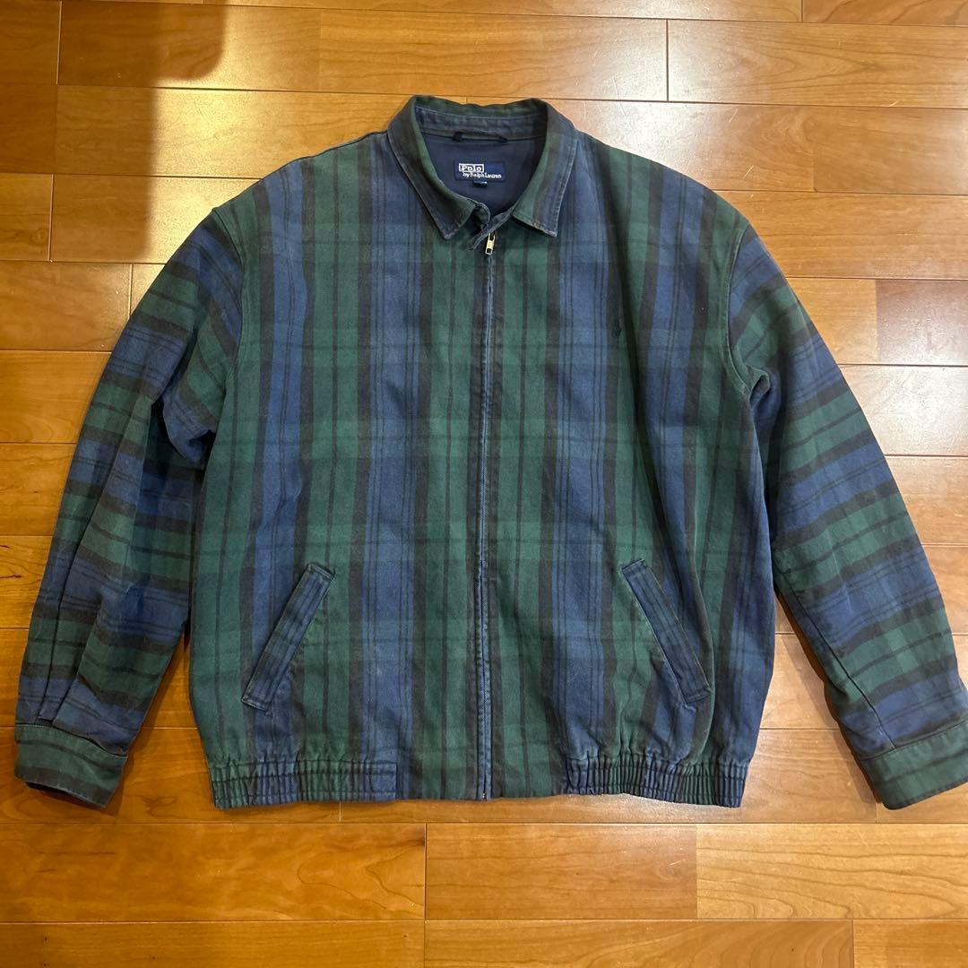 ★ポロラルフローレンブラックウォッチジャケットXL