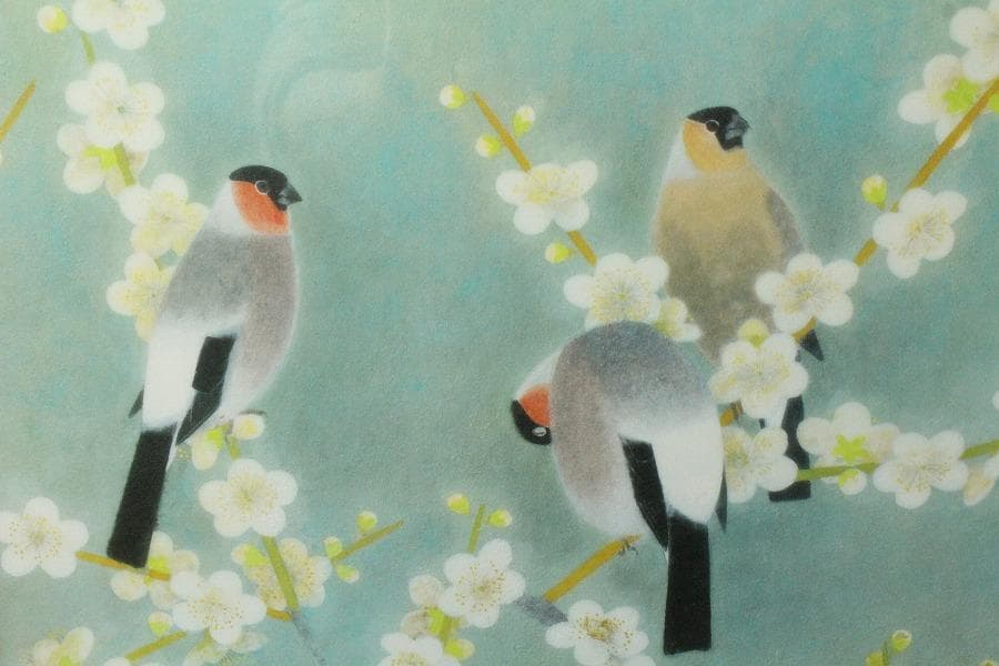 上村松篁 早春 リトグラフ 223/300 有名呉服屋蔵 美品(K-LC928)