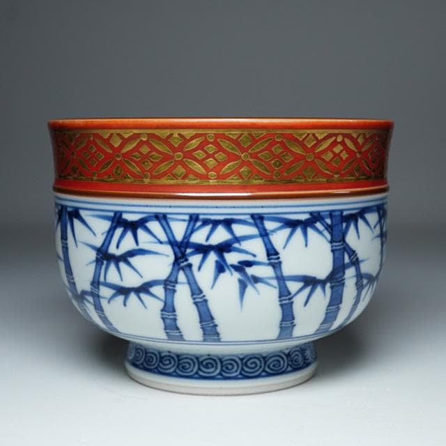 三浦竹泉　祥瑞金襴手茶碗　共箱　茶道具　抹茶碗　京焼　磁器