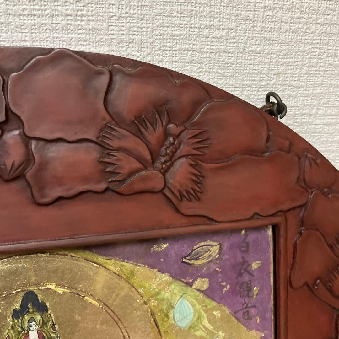 No.34071601 鎌倉彫の色紙額　佐宗美邦　「観世音菩薩」