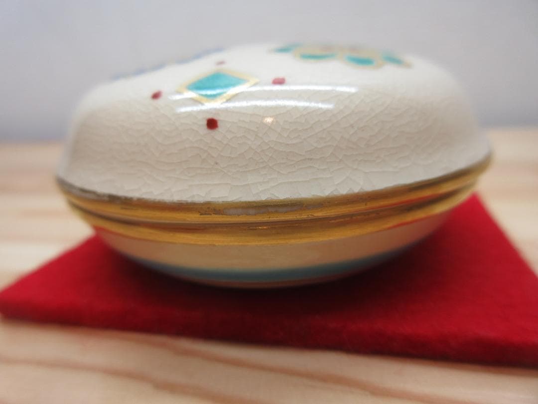 送料込【逢絢亭・訳あり新品】茶道具 香合 京焼 正倉院文様 手塚石雲 共箱入り