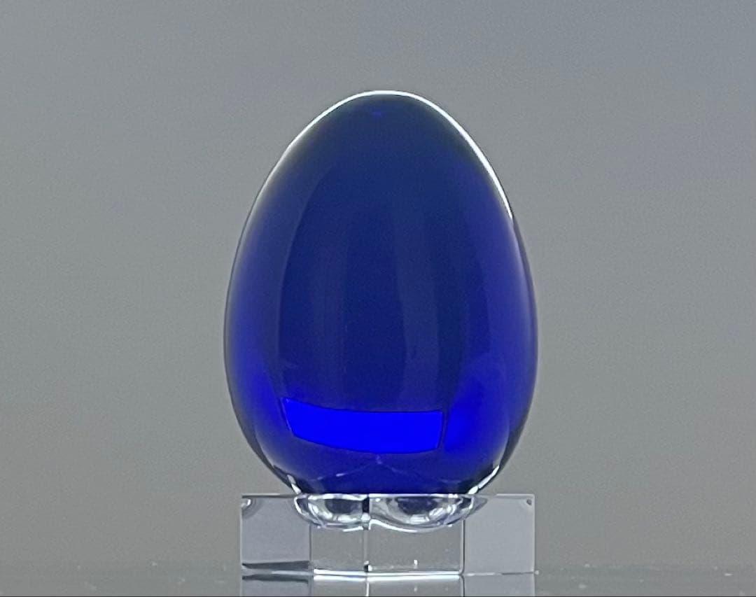 Baccaratバカラ/※廃盤品 ブルー クリスタル エッグ オブジェ