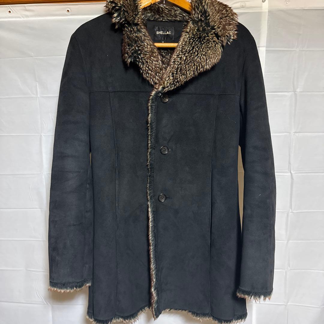 SHELLAC ブラックファー襟 ロングコート