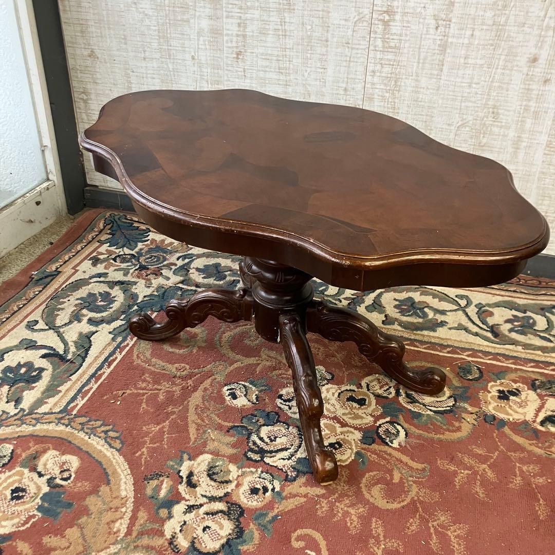 イタリアアンティーク 猫脚 木製象嵌センターテーブル サイドテーブル クラシック