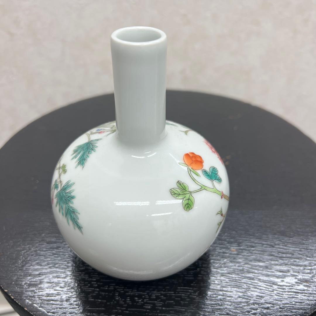 中国清朝人物紋長頸瓶骨董　唐物　アンティーク古美術品骨董　景徳鎮陶磁器青磁　江戸