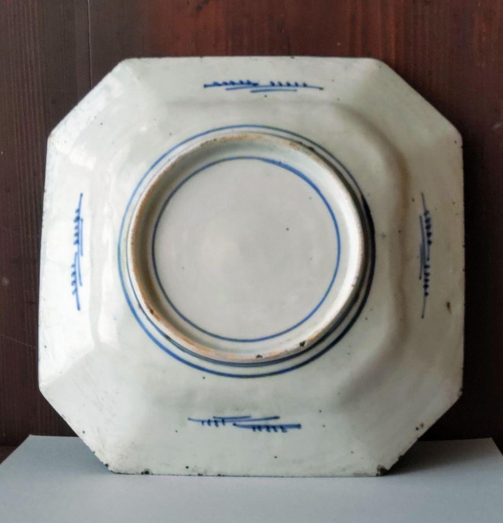 100年前の角皿　山水図　銅版転写　明治時代