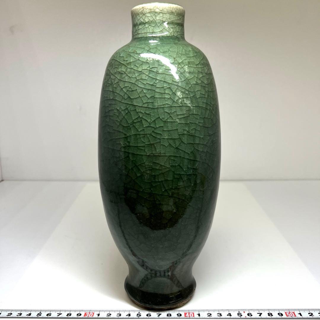 中国明時代　七官青磁花瓶　高さ29.5㎝ 東Y7-0605①