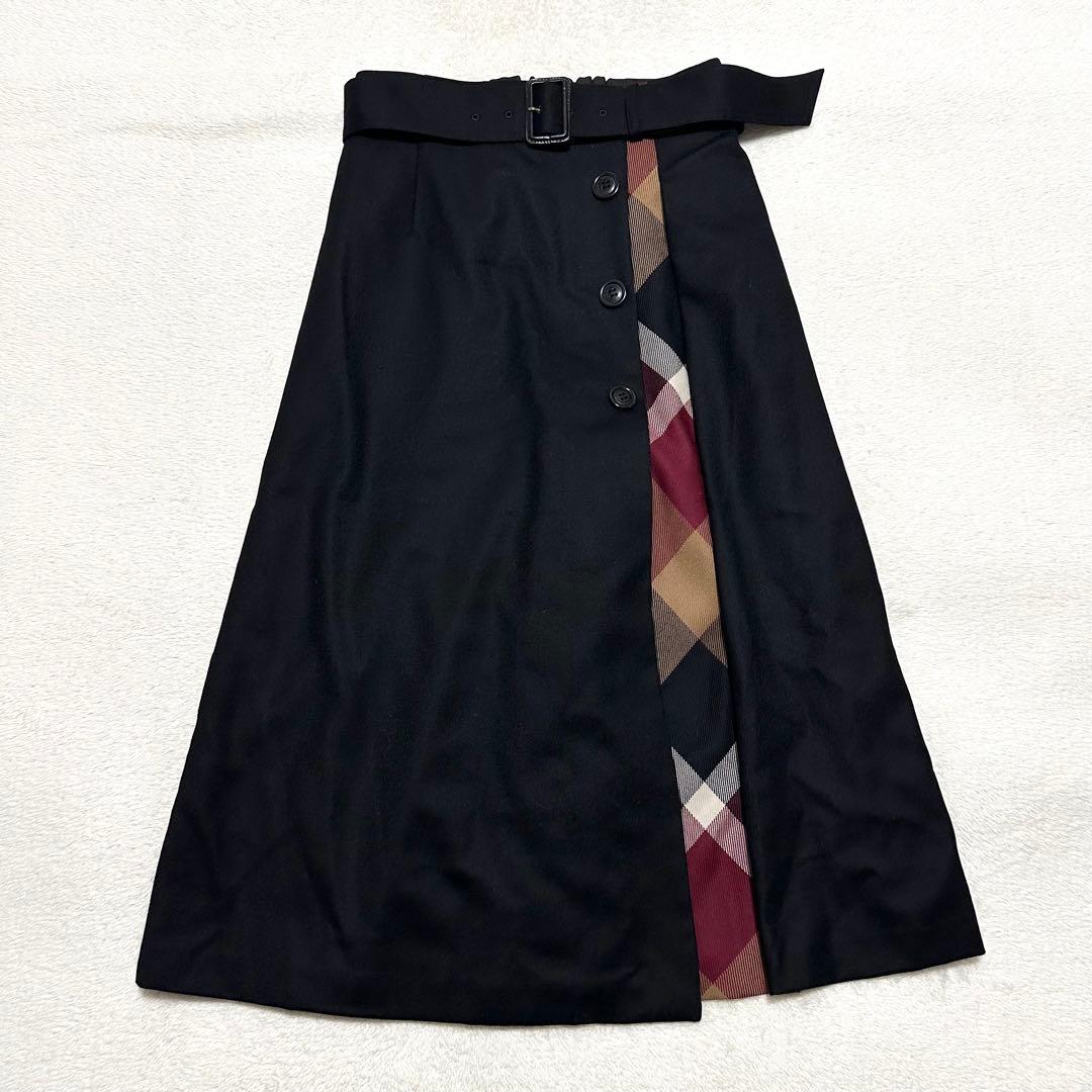 美品 ブルーレーベルクレストブリッジ ソフトサキソニーガウチョパンツ 38 黒