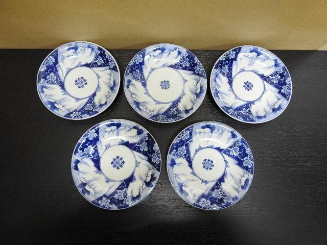 亀山焼　染付皿　5枚　MA298