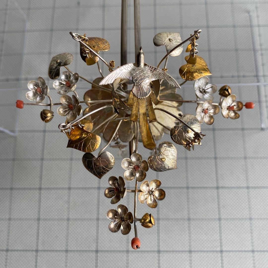 アンティーク　金工細工　花嫁かんざし　金銀びらかんざし