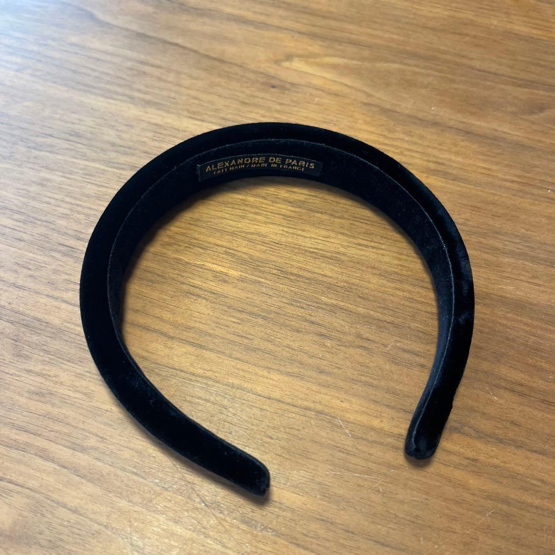 Alexandre de Paris 黒ベルベットヘアバンド 2.5cm