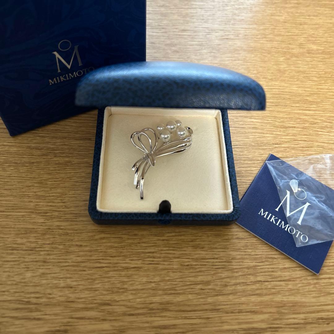 MIKIMOTO ミキモト　真珠　パール　ブローチ シルバー 5珠　花束