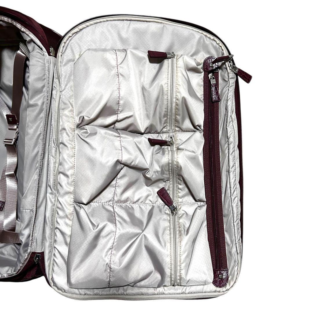 美品　トゥミ　大容量　キャリーケース　ワインレッド　レザー　ナイロン　クロコ型押