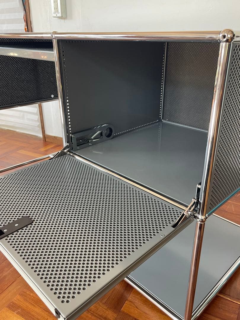 USM ハラー システム パソコン デスク キャビネット 付き マットシルバー