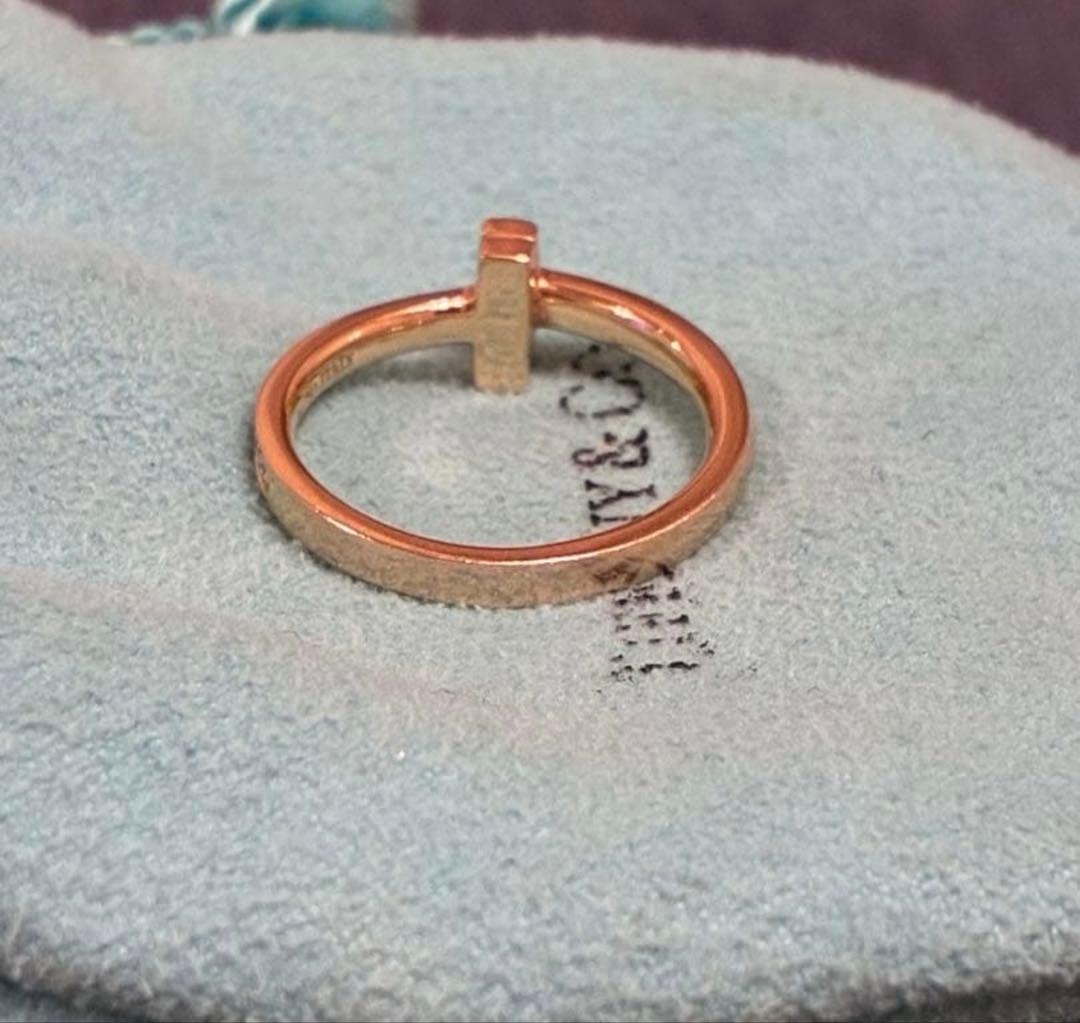TIFFANY⭐︎ティファニー Tワン リング　13号　ローズゴールド