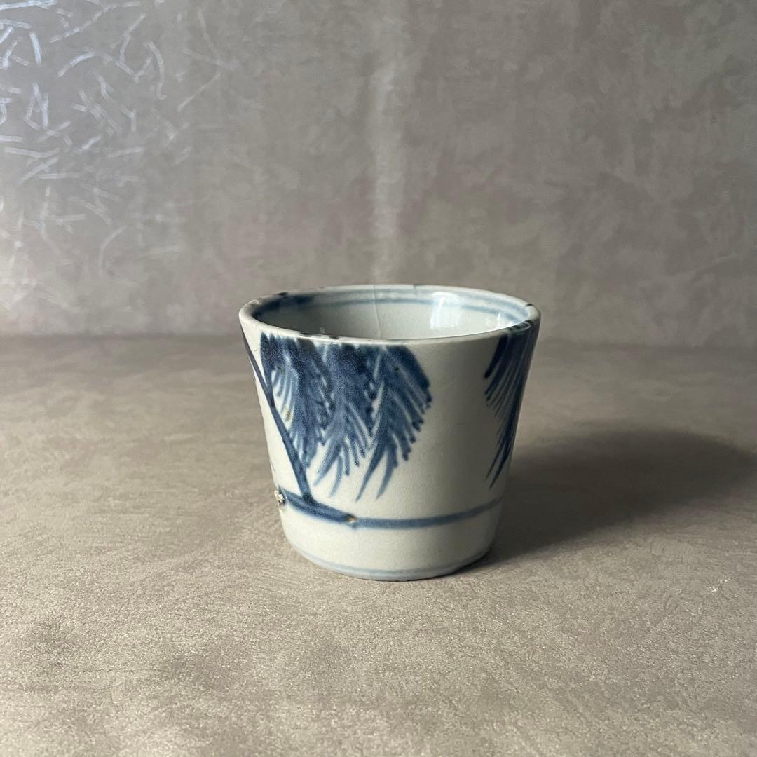 太白手柳文猪口 江戸時代 太白 美濃古陶 美濃焼 瀬戸焼 古美濃 骨董 古美術