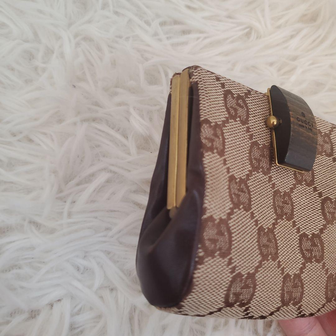 ⭐極美品⭐GUCCI　GG　木使用　ガマ口　財布　小銭入れ　ウォレット