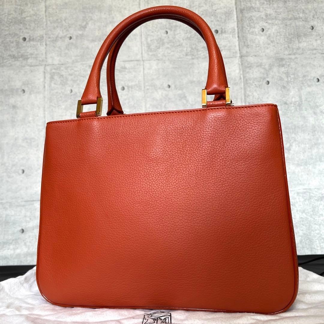 専用品MORABITO オレンジ メルクルディ レザー ゴールド金具ハンドバッグ