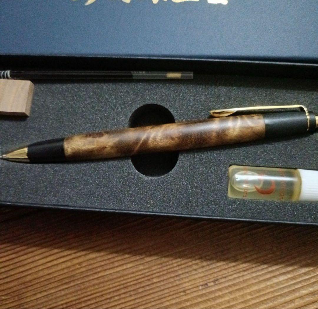 t*m様 野原工芸　マーブルウッド　スリム　ボールペン　ゴールド　旧型