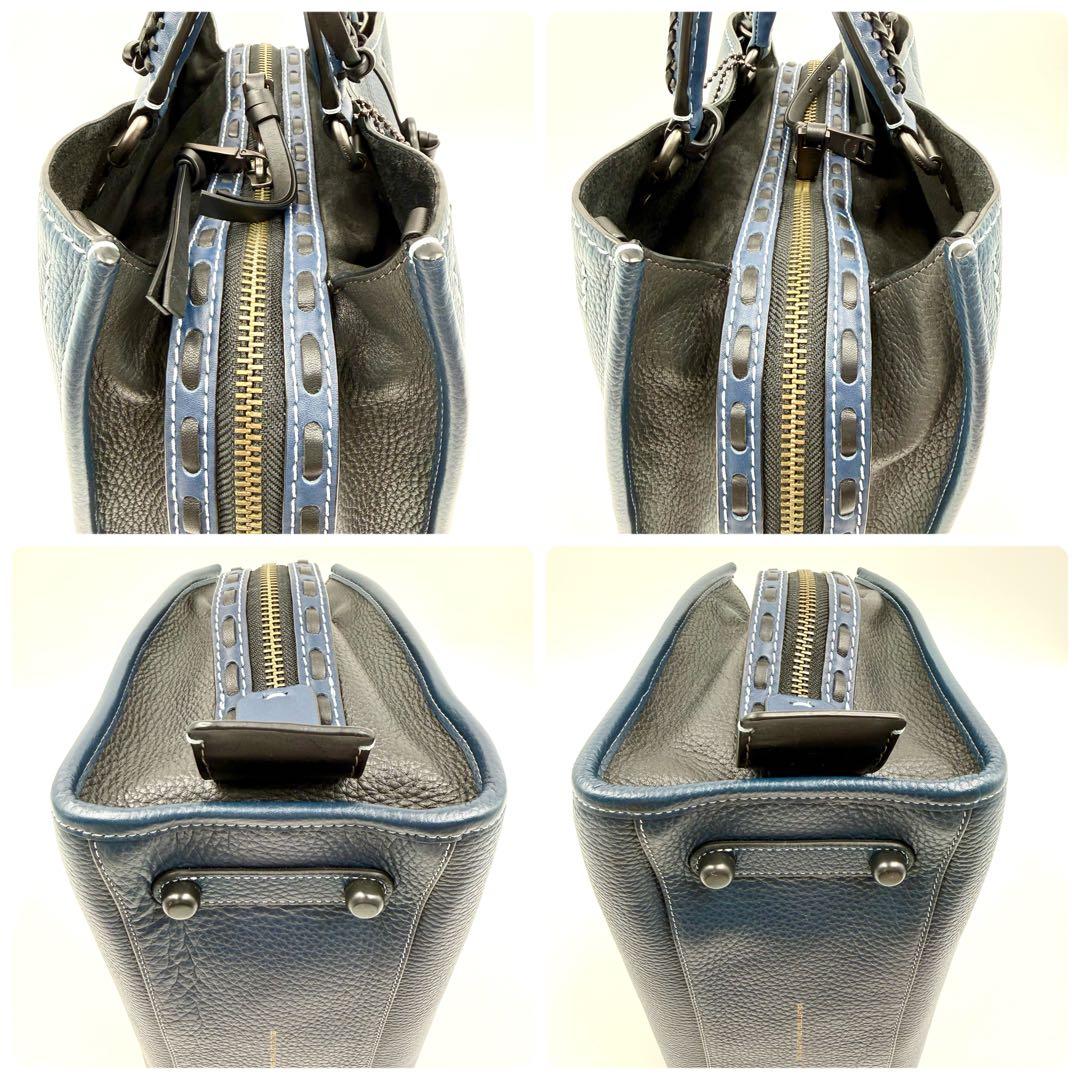 極美品 希少 コーチ ローグ 30 3way レザー ショルダーバッグ ネイビー