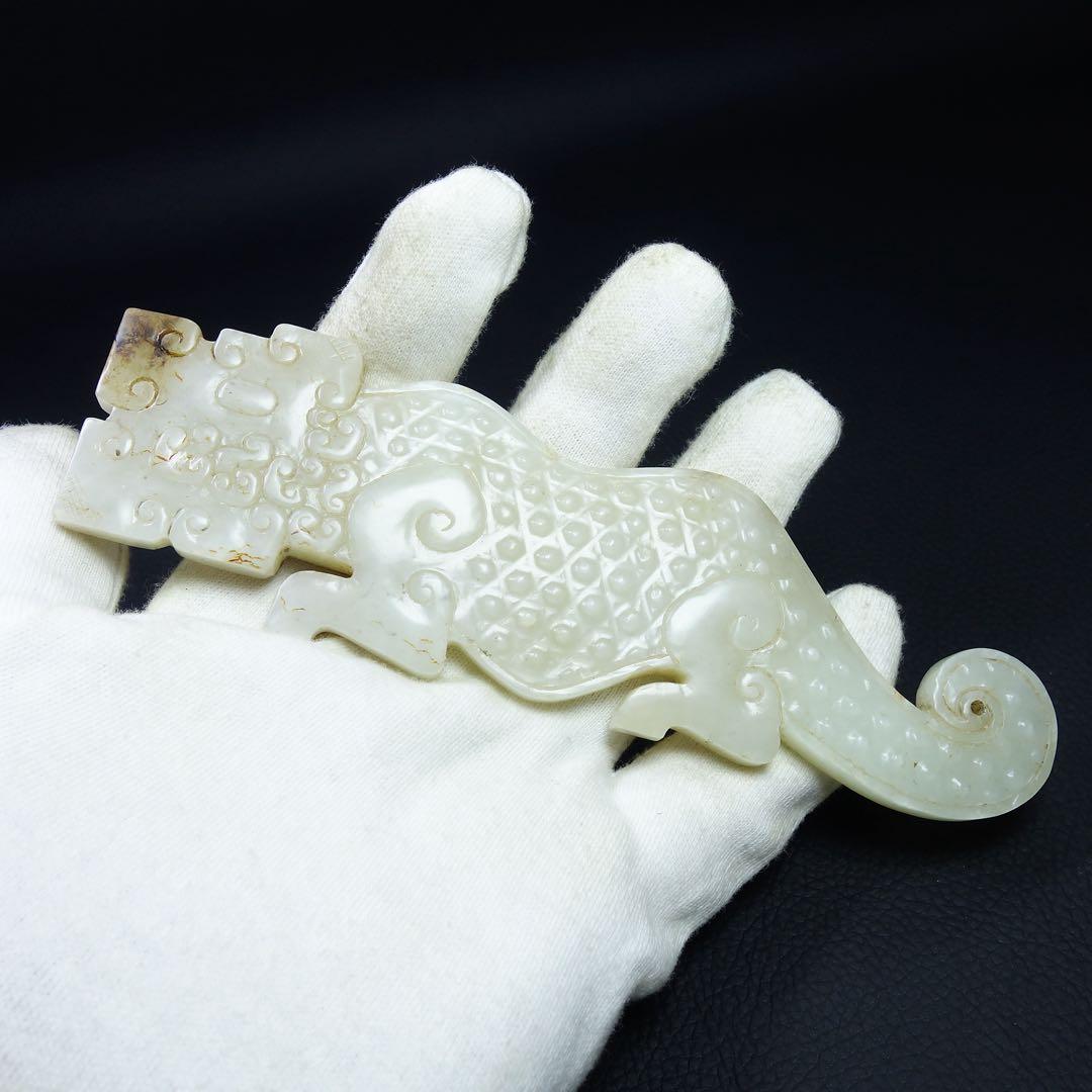 本玉 漢時代 和田玉 中国古美術 物語モチーフ図柄 時代物 お守り 極細工