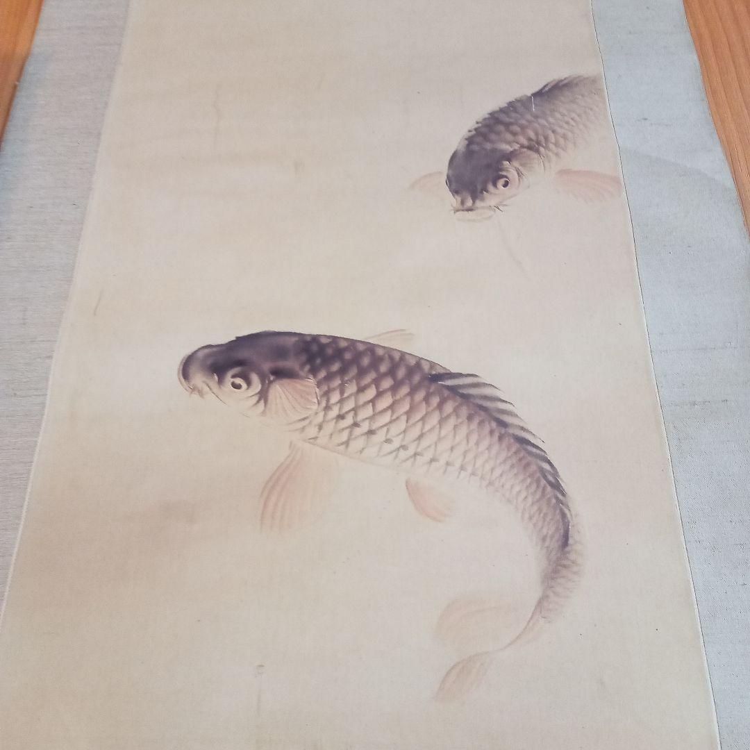 【真作】 鯉の光達 森田光達　(雙鯉之図・養生箱)